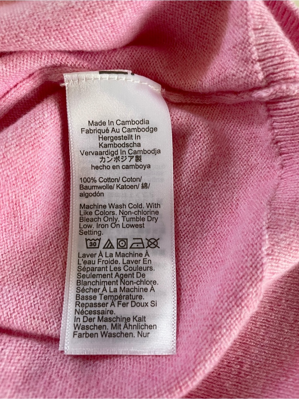 J. Crew Pink V-Neck Collar 100% Cotton Sweater Size Medium - Picture 7 of 8